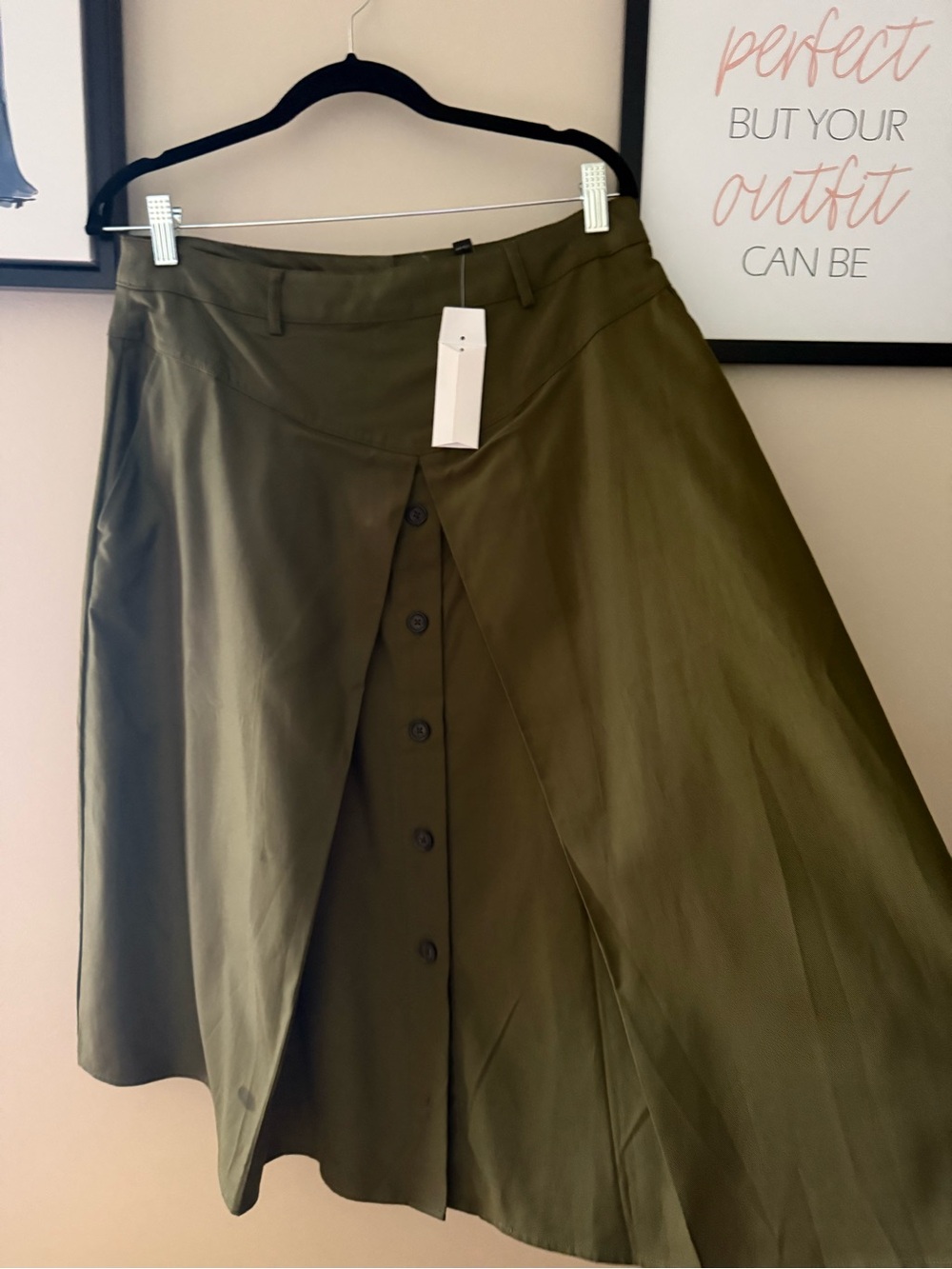 Banana Republic Olive A-Line Button-Front Skirt